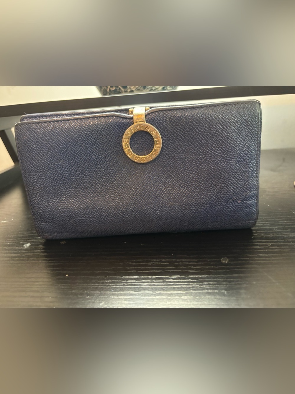 Authentic BVLGARI Clip Continental Wallet Grained Navy Leather (Project Piece)